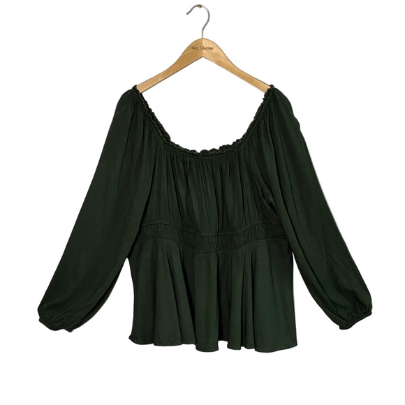 TORRID Plus 3X Dark Olive Balloon Sleeve Babydoll Boho Top 2024 Minimalist Y2K - Picture 1 of 10